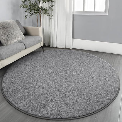 Gifeas Ultra Soft Round Area Rugs for Living Room Bedroom, 4x4 Feet Grey Thickened Memory Foam Modern Indoor Circle Carpets, Non-Slip Comfy Circular Rug for Boys Girls Nursery Room Home Decor