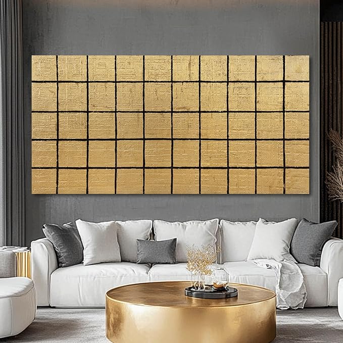 YJYart Abstract Wall Decor Block Canvas Wall Art Line Decorative Painting 29"X58" Paintings for Living Room Pictures for Dining Room