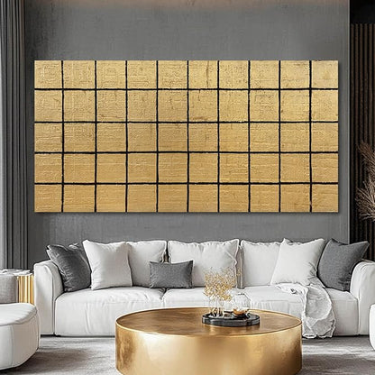 YJYart Abstract Wall Decor Block Canvas Wall Art Line Decorative Painting 29"X58" Paintings for Living Room Pictures for Dining Room