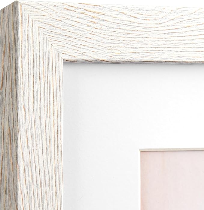 Momentworth 20x24 Picture Frame with Mat for 16x20 Set of 3, Rustic White Wood Grain 20x24 Frame for Wall Mounting (3 Pack, White)