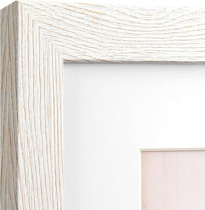 Momentworth 20x24 Picture Frame with Mat for 16x20 Set of 3, Rustic White Wood Grain 20x24 Frame for Wall Mounting (3 Pack, White)