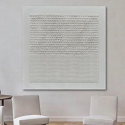NANKAI Art Hand-Painted White Texture Abstract Art Oil Painting Contemporary Minimalist Art Home Living Room Office Corridor Wall Decoration Painting 44x44 inches