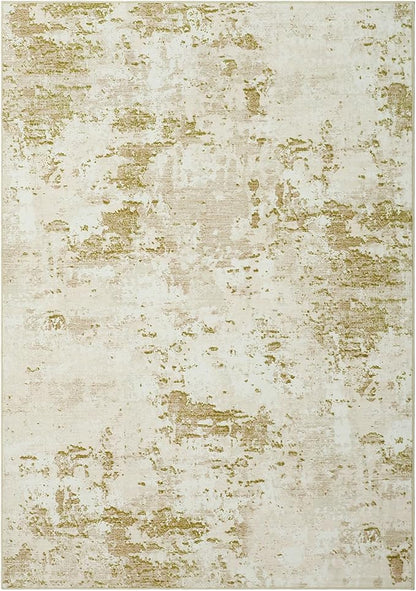 ROYHOME Modern Abstract Area Rug 9x12 Non Slip Non Shedding Rug Low Pile Stain Resistant for Bedroom Living Room,Golden Grey