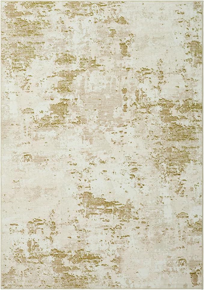 ROYHOME Modern Abstract Area Rug 5x7 Non Slip Non Shedding Rug Low Pile Stain Resistant for Bedroom Living Room,Golden Grey