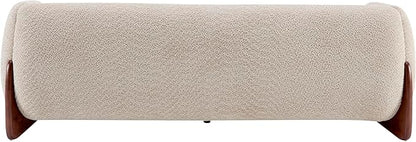 Christopher Knight Home Almab 82 Inches Sofa Couch, Cozy Boucle Upholstered 3-Seater Sofa, Wood Frame Couch, Comfy Couches for Living Room and Office, Modern Sofa, Lounge Seating, Almond