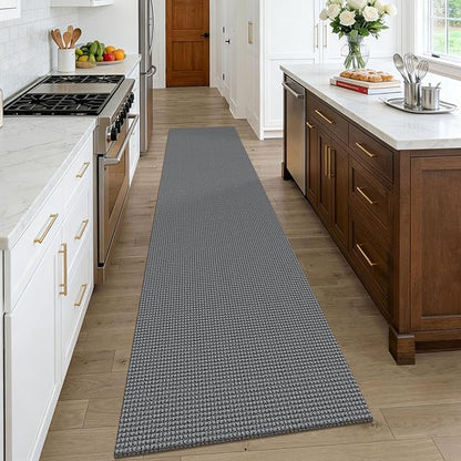 KOZYFLY Cotton Runners Rugs for Hallway 2.5'x10', Washable Runner Rug, Woven Non Slip Kitchen Runner, Braided Entryway Rug, Floor Carpet for Entry, Aisle, Hall, Grey/Dark Grey