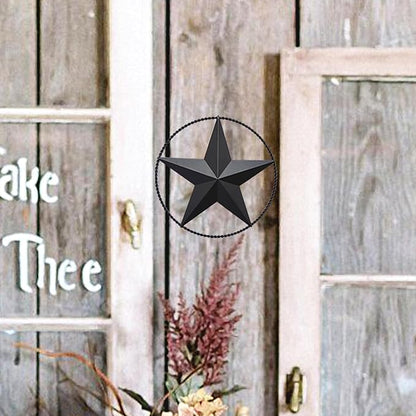 JoyEvy 9.5" Black Barn Star Wall Decor, Metal Stars for Outside or Inside of House, Iron Texas Stars Rustic Vintage Western Country Home Farmhouse Wall Art Decorations