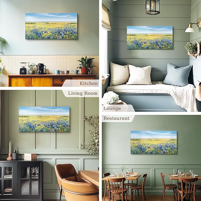 crmotu Landscape Wall Art, Nature Wall Art, Large Wall Decor, Coastal Meadow Canvas Painting, Countryside Scenery Pictures Wall Decor Living Room Bedroom Bathroom Kitchen Art Prints 20x40inch