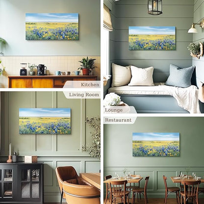 crmotu Landscape Wall Art, Nature Wall Art, Large Wall Decor, Coastal Meadow Canvas Painting, Countryside Scenery Pictures Wall Decor Living Room Bedroom Bathroom Kitchen Art Prints 20x40inch