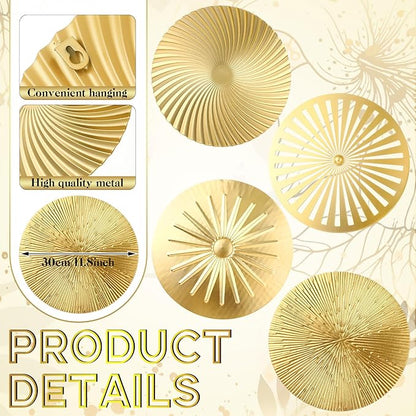 Shimeyao 4 Pcs 12 Inch Metal Wall Art Decor Sunburst Hanging Metal Artwork Decor Wall Art Decorations for Home Living Room Office Bedroom Bathroom Sculpture
