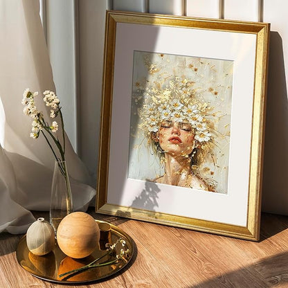 TWING 11x14 Gold Picture Frames Set of 6,Rustic Gold Frames Display Pictures 8x10 with Mat or 11x14 without Mat,Gallery Photo Frames for Wall Mounting,Ideal for Gift