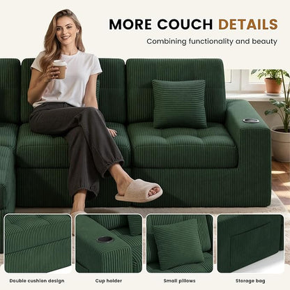 80" Boneless Loveseat Sofa in a Box,No Assembly Required Comfy Deep Seat Cloud Couch,Modern Small Couches for Living Room, Bedroom,Apartment,Green 1 PCS