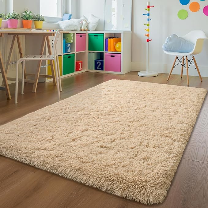 Andecor Soft Extra Large Area Rugs, 9x12 Indoor Shaggy Plush Rug for Living Room Bedroom Dorm Boys Girls Room Home Decor Floor Carpet, Camel