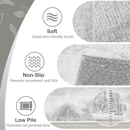 Area Rugs 6x9 Living Room: Washable Rug Modern Abstract Large Rugs Soft Non Slip Neutral Rug Stain Resistant Indoor Carpet for Bedroom Kitchen Dining Room Nursery Home Rugs(Grey,6'x9')