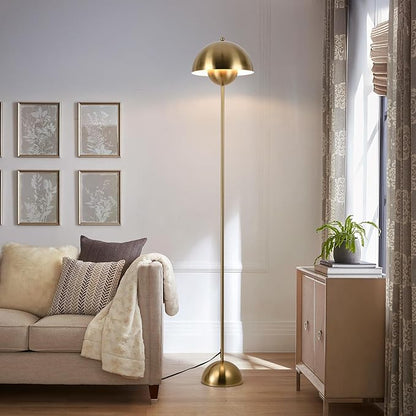 COSYLUX Modern Floor Lamp for Living Room, Industrial Tall Standing Lamp for Bedroom, Metal Shade Reflecting Light Reading Floor Lamp for Office, Nursery Room, Corner(Bright Gold)