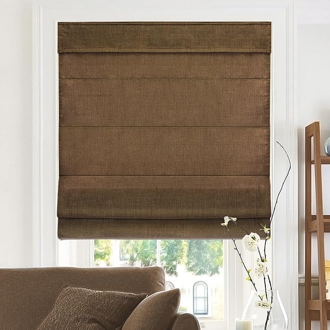CHICOLOGY Cordless Roman Shade, Light Filtering Privacy Liner, Textured Belgian Chocolate Fabric, True-to-Size 29" W x 64" H, Inside/Outside/Ceiling Mount Window Treatment for Living Room Bedroom