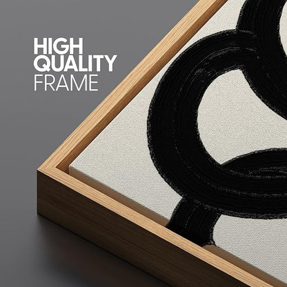 SIGNLEADER Framed Canvas Print Wall Art Set Duotone Minimal Dark Brush Stroke Landscape Abstract Shapes Illustrations Modern Art Boho Decorative for Living Room, Bedroom, Office - 24"x36"x3 NATURAL