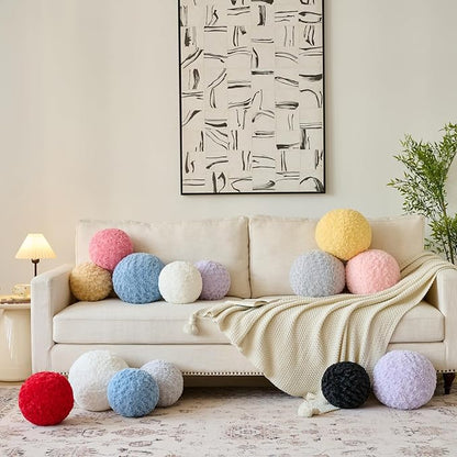 Ball Pillow, Decorative Round Pillow for Couch n, Circle Throw Pillows, Perfect Ball Pillows for Couch, Stylish Decorative Pillows, Versatile Round Throw Pillow (Black, Mini-8.6 Inches)