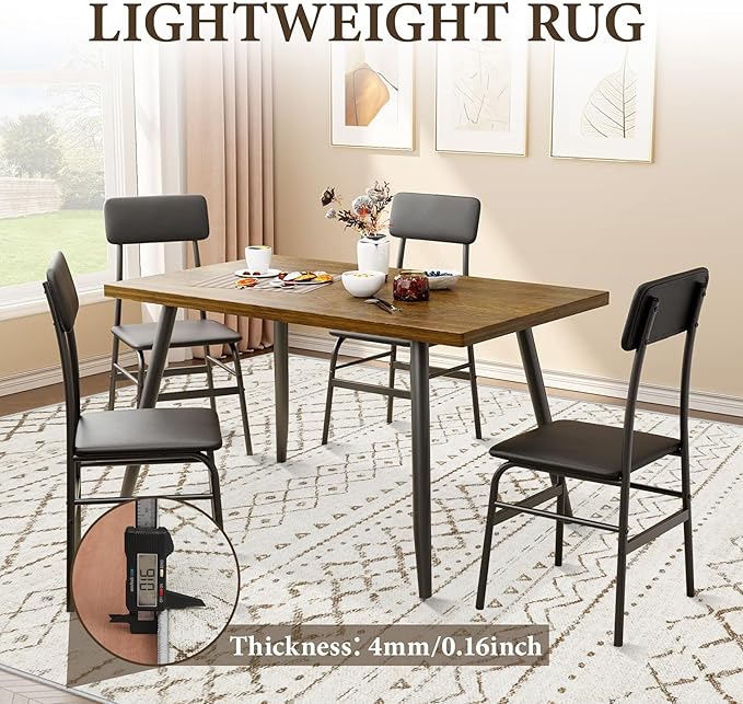Area Rug for Living Room 6x9: Large Washable Boho Moroccan Rugs Geometric Neutral Rug, Non-Slip Foldable Morden Farmhouse Indoor Floor Carpet for Bedroom Dining Table Home(Brown,6X9)