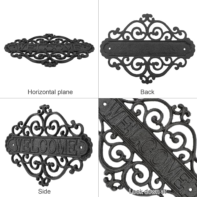 Vintage Cast Iron Welcome Signs for Outside Wall Mounted Welcome Wall Decoration for House Sign Plaque Bar Cafe Shop Front Door 1 Pcs (28 * 21 * 0.8CM)
