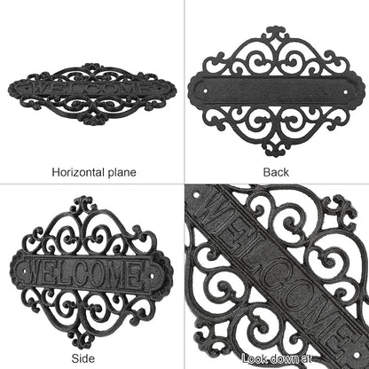 Vintage Cast Iron Welcome Signs for Outside Wall Mounted Welcome Wall Decoration for House Sign Plaque Bar Cafe Shop Front Door 1 Pcs (28 * 21 * 0.8CM)