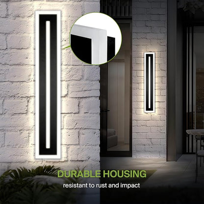 ASD LED 36" Long Wall Mount Light Fixture, Outdoor & Indoor Linear Sconce | 3CCT, Dimmable, Waterproof, Anti-Rust, ETL Listed | 30W 1850LM 3000-5000K 100-277V | Exterior Porch Lighting | Black, 2 Pack