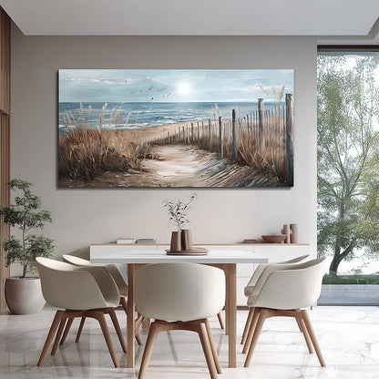 KELIYUAN Large Canvas Wall Art For Living Room Wall Decor For Office Bedroom Mural Wall Pictures Artwork Ocean Sand Dunes Grass Landscape Paintings Hotel Room Aesthetic Home Decoration Art 30"x60"