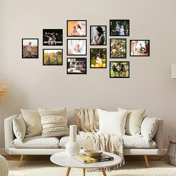 JCJMY 12 Packs 4x5 Picture Frames, Lightweight 4 by 5 Frames Bulk Set of 12 Collage Wall Decor Photo Frames Set for Wall and Tabletop, Black