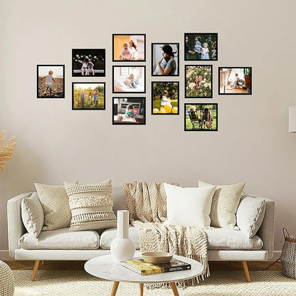 JCJMY 12 Packs 4x5 Picture Frames, Lightweight 4 by 5 Frames Bulk Set of 12 Collage Wall Decor Photo Frames Set for Wall and Tabletop, Black