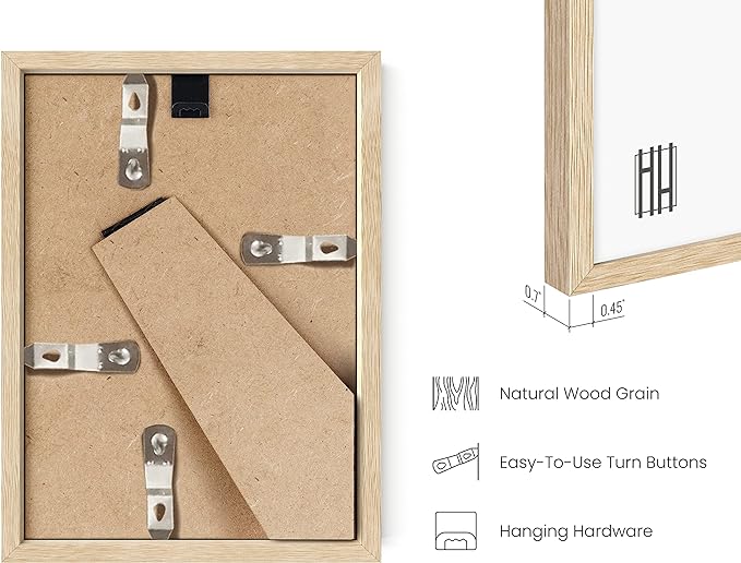 HAUS AND HUES Beige Oak Wood 4x6 Picture Frame - Modern Wood Wall Art Display - Lightweight 4x6 Frame for Art Prints, Photos, Posters - Ready-to-Hang Vertically & Horizontally (Set of 9)