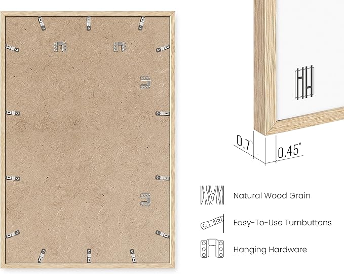HAUS AND HUES Beige Oak Wood 24x36 Picture Frame - Modern Wood Wall Art Display - Lightweight 24x36 Frame for Art Prints, Photos, Posters - Ready-to-Hang Vertically & Horizontally (Set of 3)