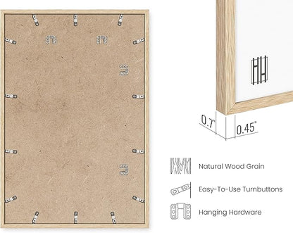 HAUS AND HUES Beige Oak Wood 24x36 Picture Frame - Modern Wood Wall Art Display - Lightweight 24x36 Frame for Art Prints, Photos, Posters - Ready-to-Hang Vertically & Horizontally (Set of 3)
