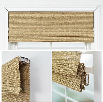 Motorized Bamboo Roman Shades, Motorized Blinds with Remote Compatible with Homekit, Alexa GoogleHome, Smart Wood Woven Shades for Indoor Windows, Customize, Savanna Weave
