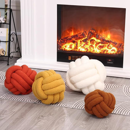 Petrella Knot Pillow Throw Pillows Ball Round Throw Pillows Home Decor Cushion Decorative Aesthetic Grapefruit 13inch