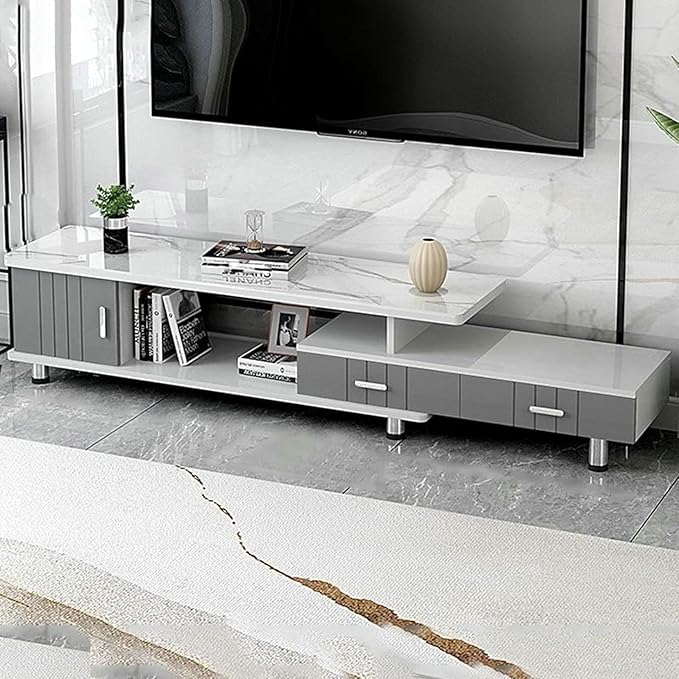 Extendable TV Stand Modern Entertainment Center with Drawers Rectangle TV Console Table for Living Room Bedroom~/