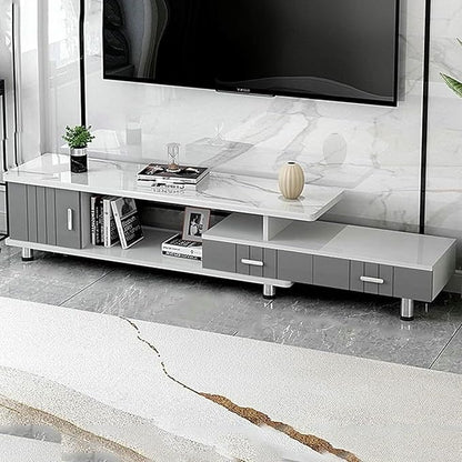 Extendable TV Stand Modern Entertainment Center with Drawers Rectangle TV Console Table for Living Room Bedroom~/