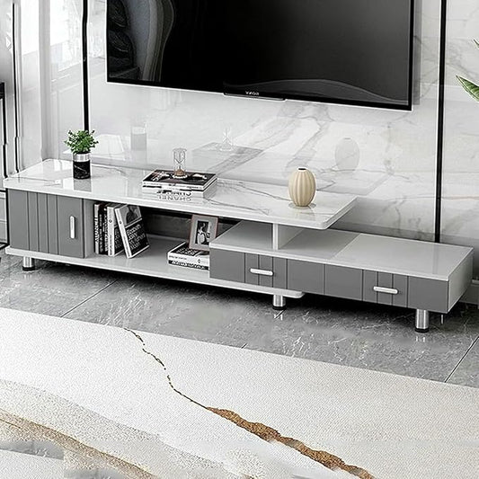 Extendable TV Stand Modern Entertainment Center with Drawers Rectangle TV Console Table for Living Room Bedroom~/