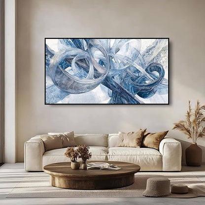 Large Wall Art for Living Room Bedroom Office Entryway, Gray White Modern Abstract Luxury Framed Crystal Porcelain Wall Decor, Waterproof Easy Clean Artwork for Home Hotel Restaurant Spa 24x48 Inch