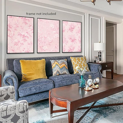 LYPHNX Pink Chinoiserie Flower Poster Wall Art light Pink Love Shack Fancy Canvas Decor Paintings Set of 3 Blush Pink Painting Pictures Home Decor for bedroom Living room Bathroom 12"x16" Unframed