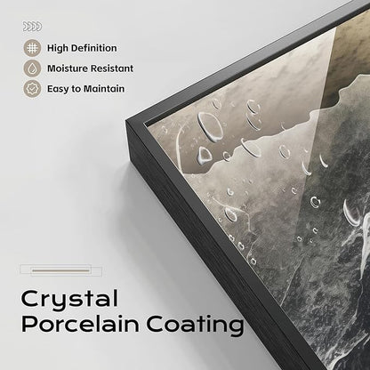 Large Framed Long Narrow Vertical Abstract Wall Art Set of 2, Premium Crystal Porcelain Canvas Prints, Dark Gray White Modern Design - Perfect for Entryway, Hallway, Living Room, Bedroom - 63x10 inch