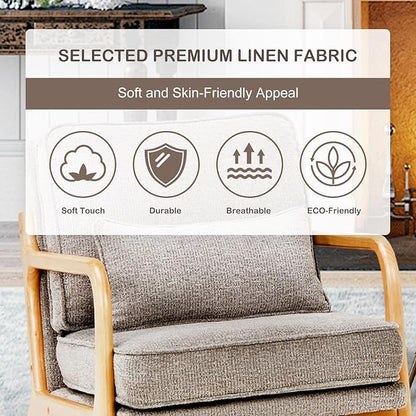 MALOL Accent Chair with Solid Wood Frame, Mid-Century Relaxing Armchair Lumbar Pillow& Soft Cushion, Reading Leisure Chair for Living Room, Bedroom, Waiting Room-Grey