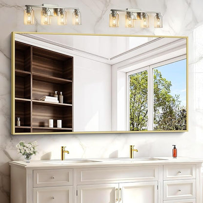 COFENY 30x55In Gold Bathroom Mirror for Wall, Brushed Gold Rectangle Mirrors with Metal Frame, Bathroom Rectangular Mirror Modern Wall Mirror for Bedroom Living Room, Hangs Horizontal or Vertical