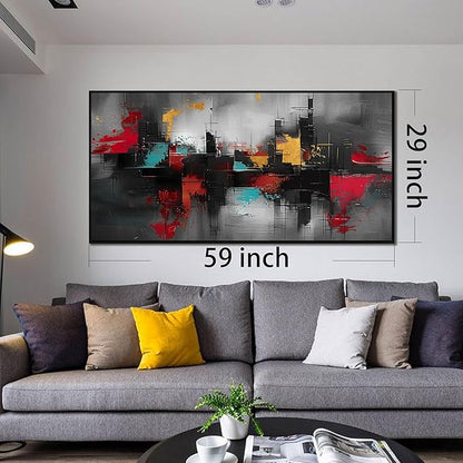 Framed Canvas Wall Art for Living Room Black and Red Abstract Canvas Prints Modern Wall Art Ready to Hang for Bedroom Office Size 30x60 inches