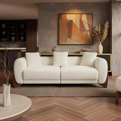 Morden Fort 2 Piece Boucle Sofa Set, Modern Upholstered Couches Sofas Set Durable Comfy Boucle Pet-Friendly, Armless Chair & 3-Seater Sofa Sets for Living Room Bedroom Apartment, Beige