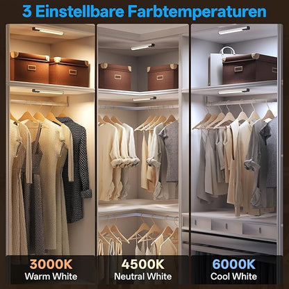 Under Cabinet Lighting,LED Closet Lights,Rechargeable Motion Sensor Light Indoor,3 Colors Dimmable,Magnetic Installation for Kitchen,Wardrobe,Bedroom,Drawer 3Pack