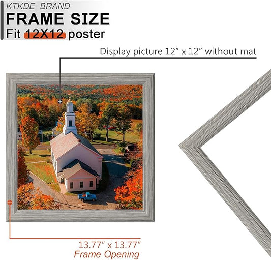 KTKDE 12x12 Picture Frame Set of 3, Grey Wooden frames- Wall Hanging Display- Best Square Photo Frame Studio Gallery for Photos- Posters & Art Prints