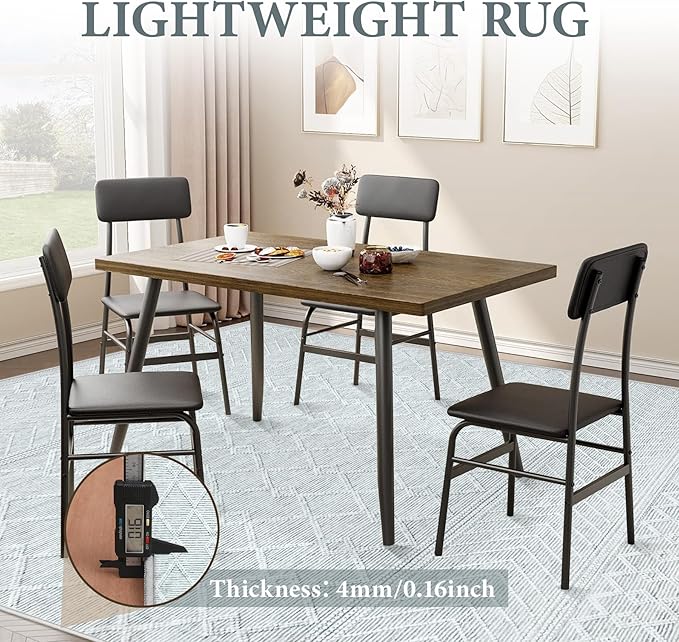 Area Rug 4x6 Geometric Rug: Washable Boho Moroccan Rugs Soft Farmhouse Rug, Modern Neutral Stain Resistant Indoor Floor Carpet for Livingroom Bedroom Dining Table Nursery(Modern Grey,4'x6')