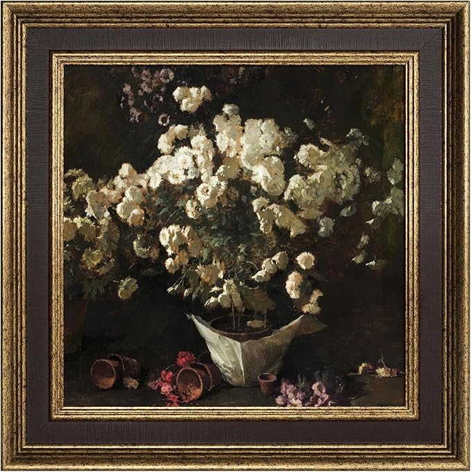 Vintage Plein Air Frame for 8x8 Handmade Paintings, 1.7" Wide Old-fashioned Art Frame for Horizontal Vertical Display, No Glass Cover & Back, Living Room Bedroom Entryway Decor (Gold Brown)