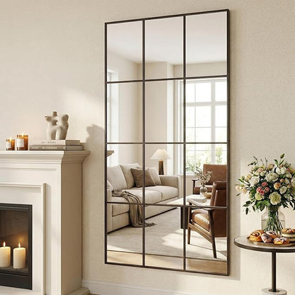 Suidia Wall Mirror, 36" x 72" Window Decorative Mirrors, Metal Framed Wall Decor Wall-Mounted Mirrors for Bedroom, Living Room, Entryway, Bronze