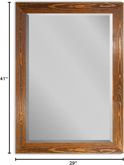Wexford Home Maple Rustic Mirror Rectangular Barnwood Framed Wall Mirror for Home Decor, Vertical or Horizontal Hanging, 41x29